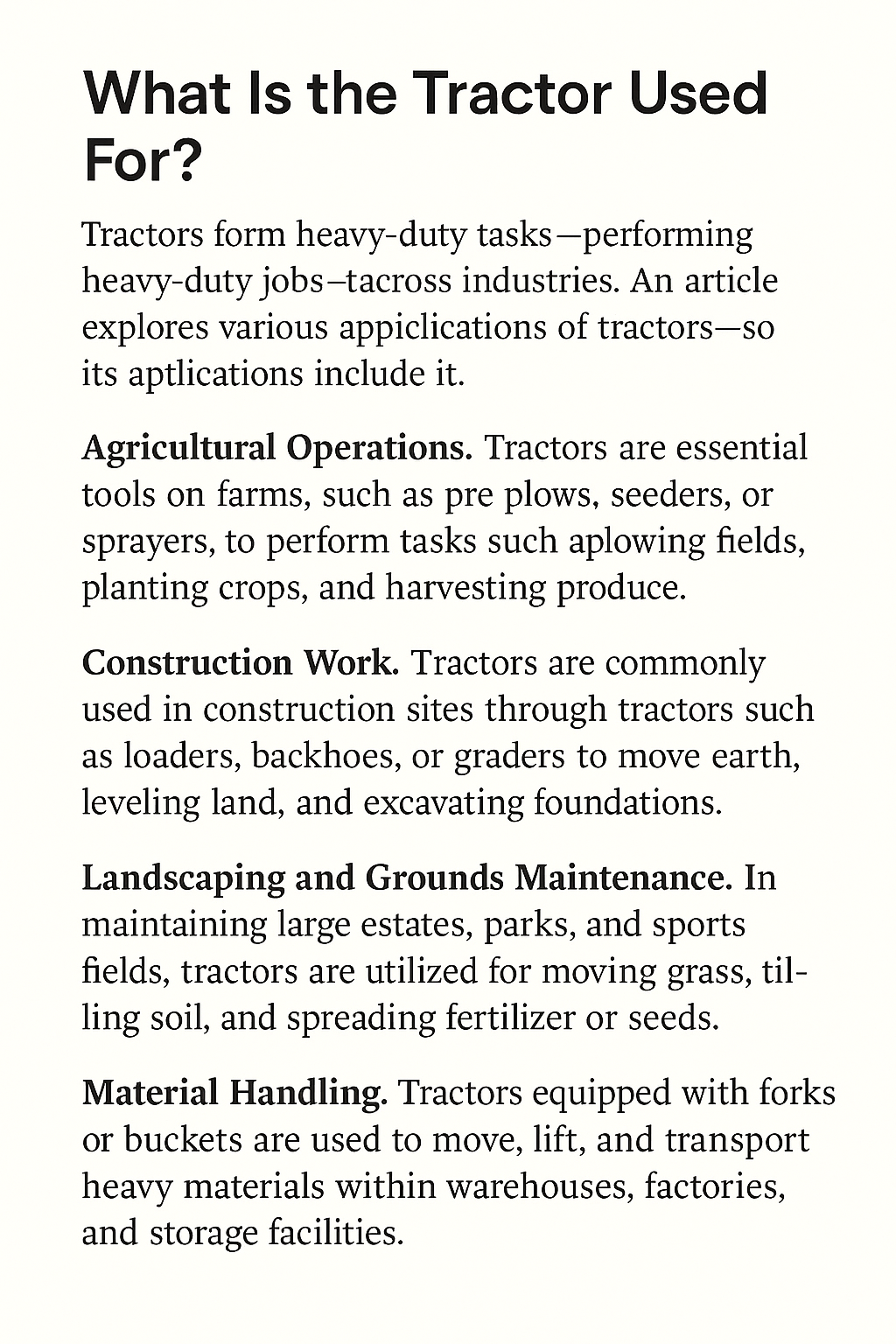 What Is the Tractor Used For